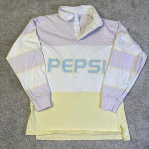 Vintage 80s Pepsi Rugby Polo Shirt Medium Single Stitch Made in USA Color Block